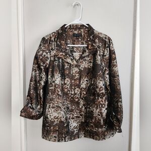 Tribal Fashion Brand Women's Jacket Patterned Mixed Print Zip up Snap Outerwear